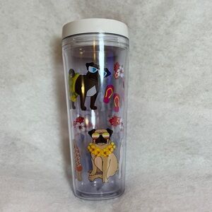 Garden Party Summer Tropical Beach Pug Dog Printed 32oz Callisto Chiller- New